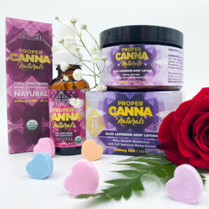 cbd care package items candy flowers front